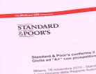 Regione FVG: rating A+ da Standard & Poor's